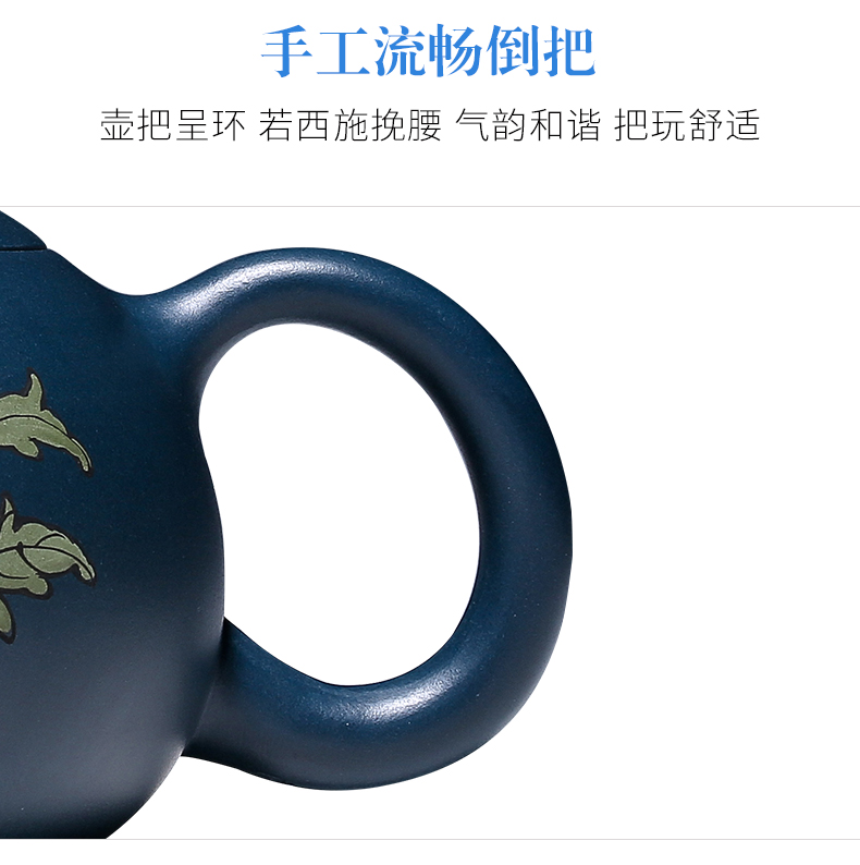 純手工紫砂壺，小巧琺瑯印花紫砂壺